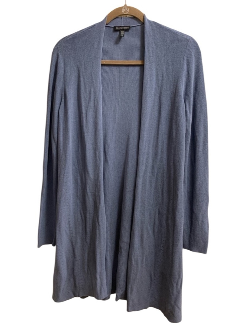 Eileen Fisher Blue Open Front Cardigan Small Petite Tencel Nylon Italian Yarn